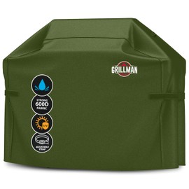 Grill Cover by Grillman, Green, 64 Inch, BBQ Outdoor Grill Covers, Charcoal & Gas Grills, Waterproof, Rip-Proof, Weather-Resistant, Anti-UV, Barbecue Cover for Weber, Genesis, Charbroil, Nexgrill, etc