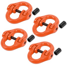 Lerro Alloy Steel G80 Hammerlock Coupling Link（Orange）, 3/8 inch Heavy Duty Connecting Link, Tow Hitch Hammer Lock Chain Connector for 7,100 lbs Working Load Limit, 4 Pack