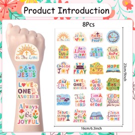 Yoyuspy Christian Temporary Tattoos Gifts - 192PCS Christian Bible Verse Tattoos Temporary for Kids Christian Party Favors Gifts Decorations Supplies God Bless Temporary Tattoos Fake Face Tattoos