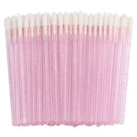 100 Pieces Lipstick Wands Disposable Lip Gloss Cosmetic Applicator Ctystal Lip Wands Bulk- Pink