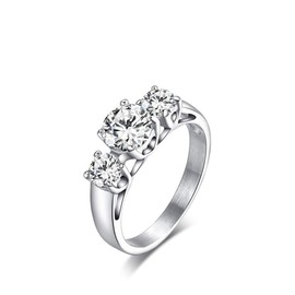 LEEYA NL36 Womens 6MM Titanium Stainless Steel High Polishd 18K Channel Set Cubic Zirconia CZ Promise Engagement Band Unisex Gold Wedding Ring Comfort Fit, (6)