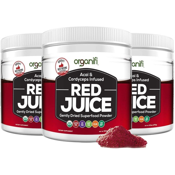 Organifi: Red Juice- Organic Superfood Powder - Energy Support - 3 Pack - Loaded with Antioxidants - Helps Support Energy