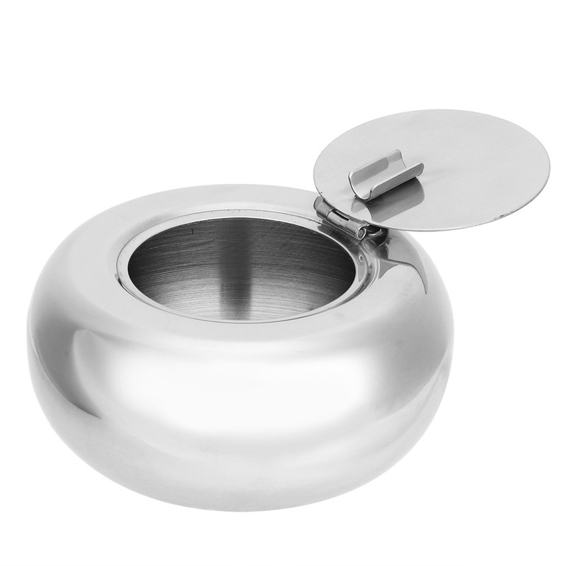 Stainless Steel Round Outdoor Indoor Office Desktop Windproof Smoking Ashtray