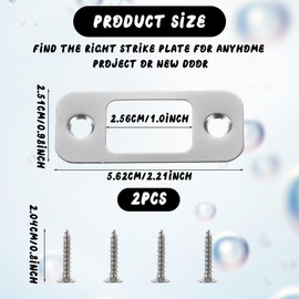 TIESOME 2 Pack Deadbolt Strike Plate, 1" x 2-1/4" Round Corner Door Backplate Stainless Steel Door Backplate with 4 Screws Door Strike Plate for Door Lock Replacement Parts (Silver)