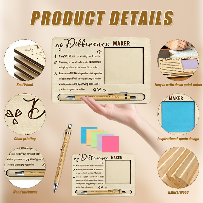 WOODOUNAI 10 Sets Difference Maker Gift Appreciation Gifts Bulk Includes