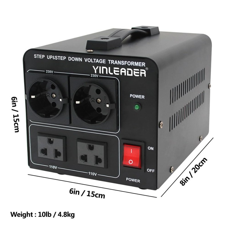 Yinleader 110V to 220V Voltage Converter Transformer Step Up/Down 120V
