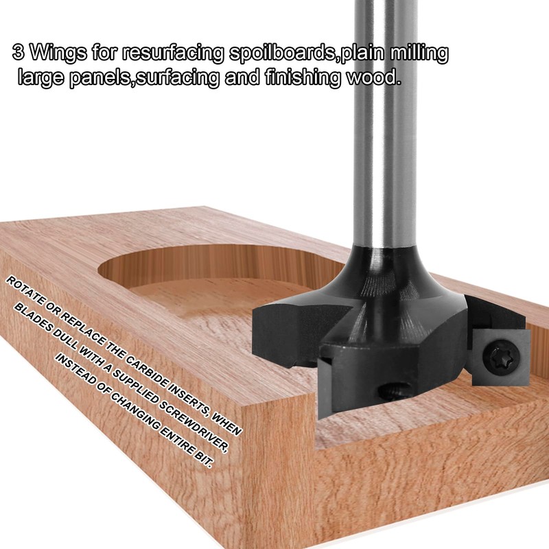Akylin Slab Flattening Router Bit 1/2 Shank - CNC Spoilboard