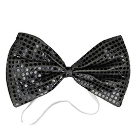 HIXNUG Sequin Bow Tie Fancy Dress Bow Tie Classic Dickie Bow Tie Dress Up America Unisex Wedding Festive Party Accessories (Black)