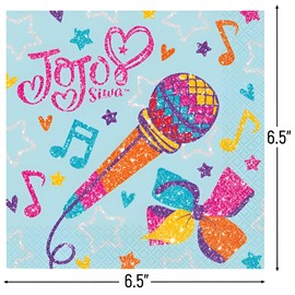 Unique JoJo Siwa Multicolor Party Luncheon Napkins - (Pack of 16) - Premium Disposable Party Napkins - Perfect for Kids' Birthday Parties & Celebrations