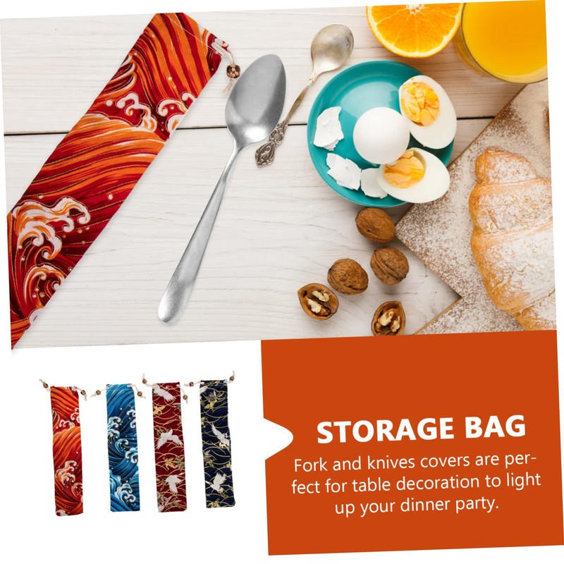 BESPORTBLE Sets Japanese Chopstick Fork Storage Pouches Cutlery Bags for