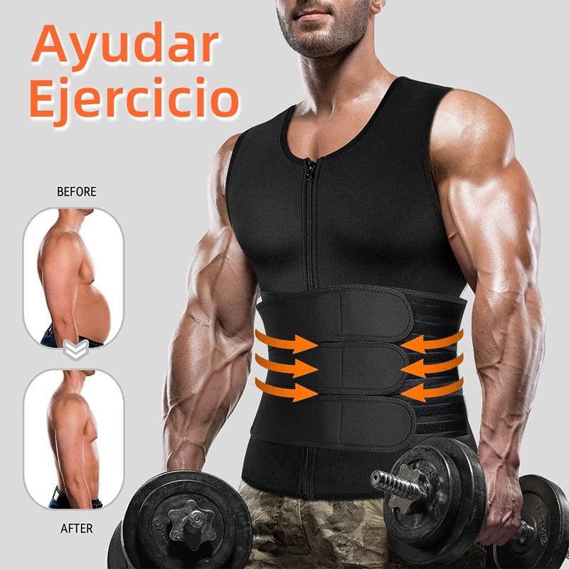 MITEGELO Chaleco Sauna, Chaleco para Sudar hombre, Triple Ajuste de