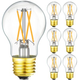 Leools Dimmable E26 led Bulb 6W Equal 60 watt Vintage LED Edison Bulb AC120V 2700K A15 LED Bulb for Ceiling Fan Light Bulbs,Appliance Bulb and Refrigerator Light Bulb 600LM Clear Medium 6Pack