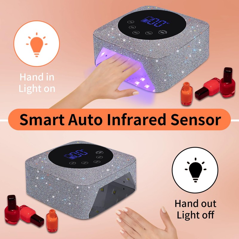 Kikugu Cordless UV LED Nail Lamp,72W Rechargeable UV Light for