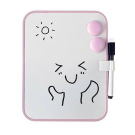 Magnetic Dry Erase Board for School Locker, 6" x 8", Erasable Notepad, Pink Framed with Marker and 2 Magnets - Portable Small Drawing Teaching Whiteboard for Classroom, Home, Office, Desk Accessories