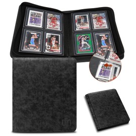 Toploader Binder, HYMENEX 4 Pocket Top Loader Card Binder Holds 112 Toploaders for Trading Cards 3" x 4" Rigid Card Holders and Sports Cards - Black