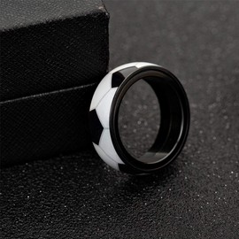 PAMTIER Unisex Stainless Steel Outdoor Sport Spinner Ring Minimalist Soccer Band Charming Jewelry Size 10