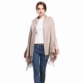 YOBOKO Women Soft Sxzwl Scarfs Tassel Scarves Women's Elegant Scarves Wsraps Fashion Scarves for Wedding Party Pure Color Super Large Long Wraps 200 * 70CM (S-Khaki)
