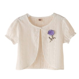 OWIEOW Children's Bolero, Long Sleeve, Kids' Cardigan, Girl, Bolero, Thin, Recital, Formal Dress, Bolero, Kindergarten Entrance Ceremony, Wedding, Reception, Shichi-Go-San School, 110-150cm, 3/white