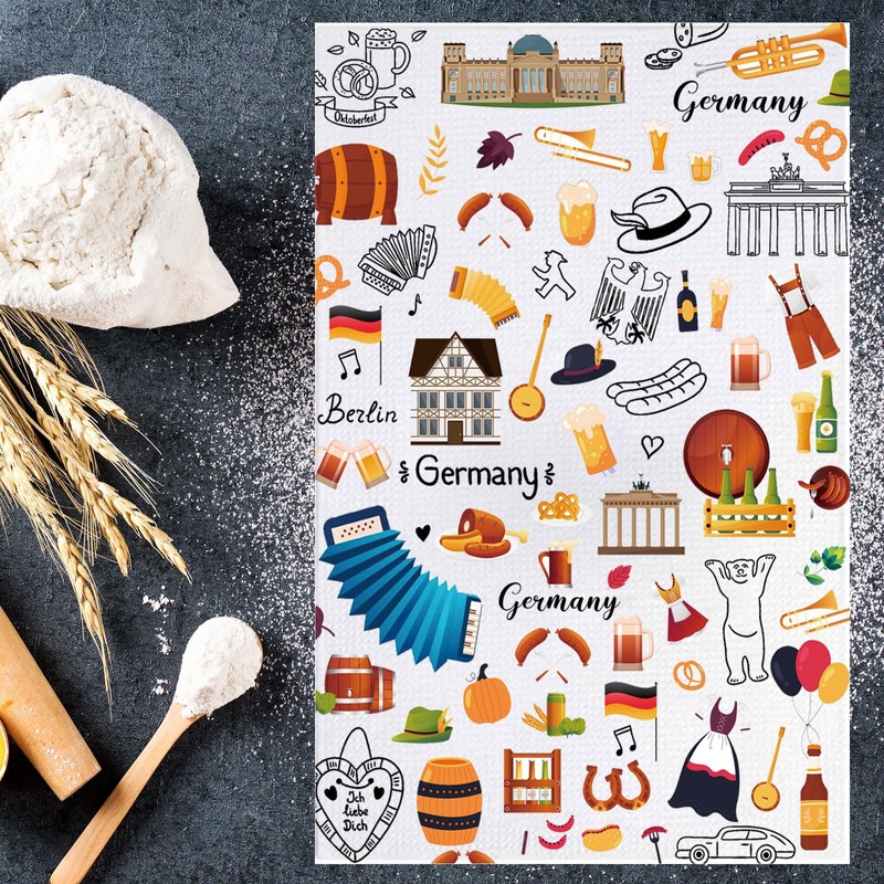 MYSOMY Germany Kitchen Towel, German Tea Towel, Germany Theme Gifts,