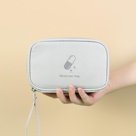 YSGSMOM Small Empty First Aid Bag with Handle, Mini First Aid Kit Travel Bag Zippered Medical Storage Bag Portable for Home Outdoor Travel Camping Hiking, Grey