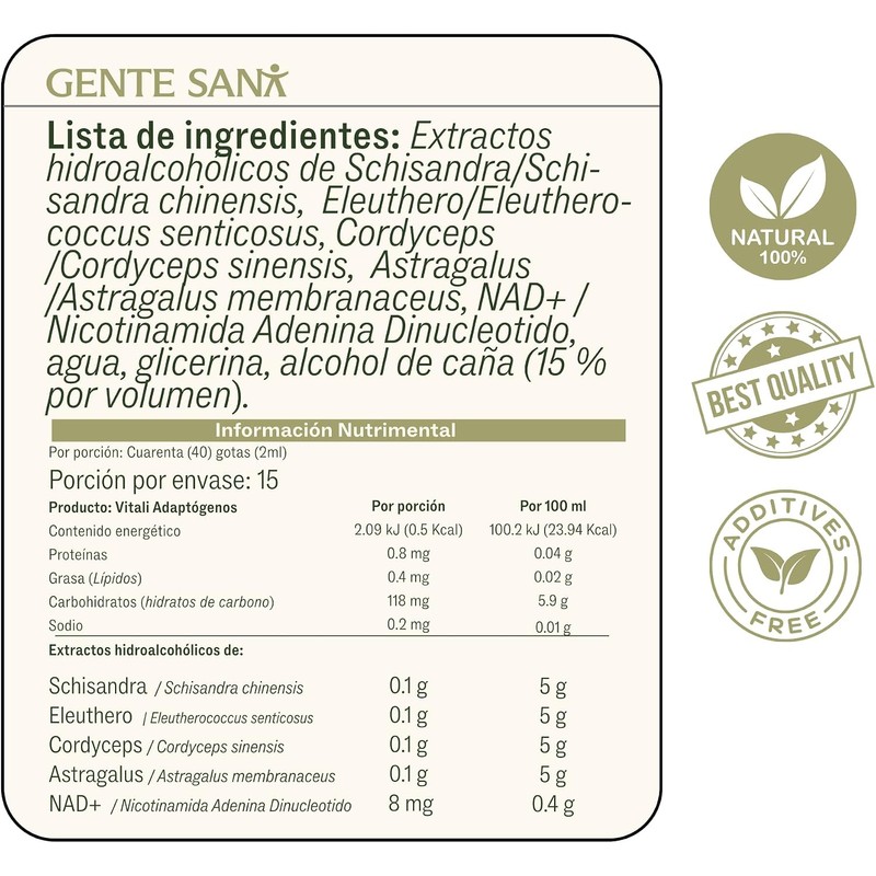 Vitali Adaptógenos Schisandra, Eleuthero, Cordyceps y NAD+