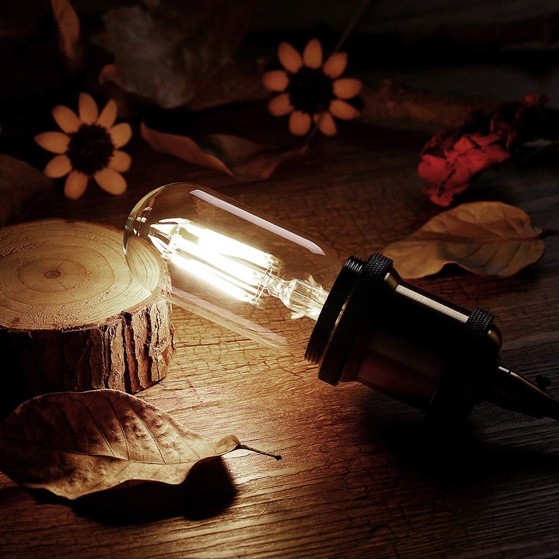 YFXRLIGHT Dimmable T45 LED Edison Bulb,2700K Warm White,6W Antique Tubular