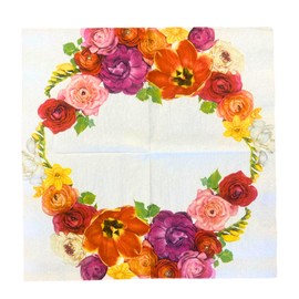 Keep Unique 20-ct 13x13 Flowers Paper Rose Luncheon Decoupage Napkins, 3-Ply Servilletas Printed Cocktail Napkin for Art, Dinner and Party, Disposable Napkins Decor (Hollyhocks, Pack of 2)