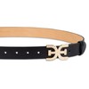 Sam Edelman Women's Pearl Embellished Double-E Logo Plaque Buckle Belt,
