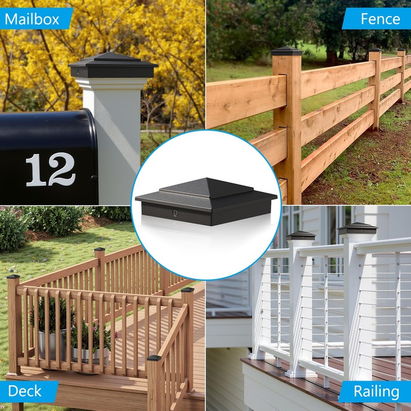 Toscoco 4x4 Heavy Duty Aluminium Pyramid Post Caps for Actual
