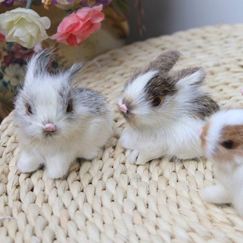 BWESOO White Mini Simulation Rabbit Plush, Cute Plush Rabbit Rabbit