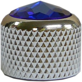 Q-Parts Dome Guitar Knob - BLUE CRYSTAL ON CHROME, KCD-0089