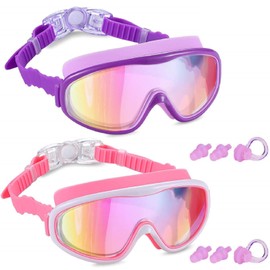 2 Pack Kids Swim Goggles, Swimming Glasses for Children from 3 to 15 Years Old