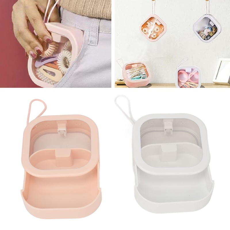 2pcs Hair Tie Organizer Box Multifunctional Transparent Top Hair Accessory