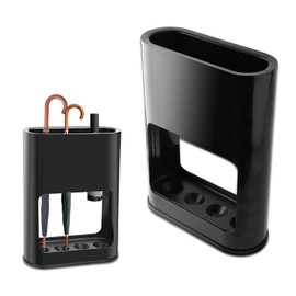 RTSHUK Umbrella Stand, Umbrella Stand with 4 Slots, Removable Drip Tray, Plastic Umbrella Stand, Minimalist Umbrella Holder for Long and Short Umbrellas, Black