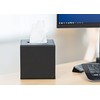 Black Faux Leather Cube Tissue Box Holder