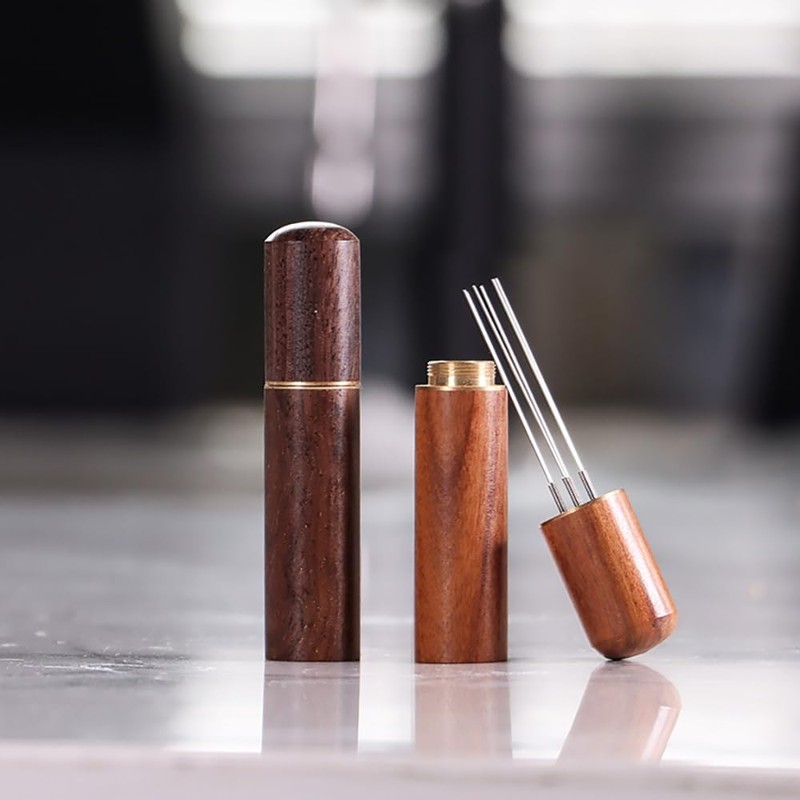 Tongke WDT Wooden Espresso Distribution Tool, Stainless Steel Needle Distributor,