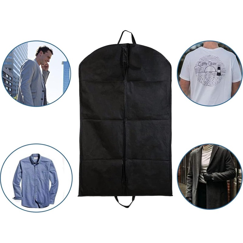 Black Suit Carrier - Reusable Garment Bag with Full Zipper,
