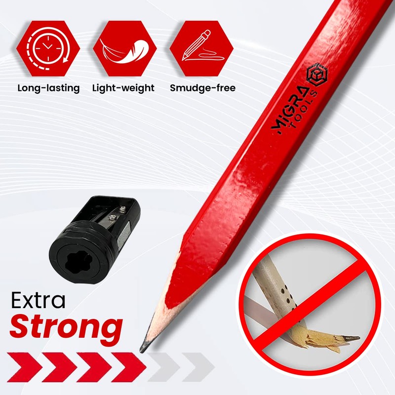 Migra Tools Carpenter Pencils - HB Builders Pencil Set with