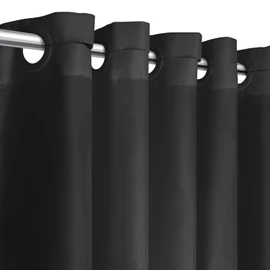 Curoayood no Hook Black Shower Curtain for Bathroom,Machine Washable Light Weight Fabric Woven Bath Curtain Waterproof Rideau de Douche 35x72 inch