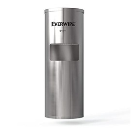 Everwipe Wet Wipe Floor Stand Dispenser with Wastebasket for Multi-Surface Cleaning, Disinfecting, and Deodorizing, Stainless Steel