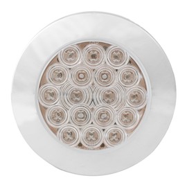 Grand General 75901 LED Light (4" Round Flange Mount Amber 18 with Clear Lens and Chrome Twist-On Bezel)