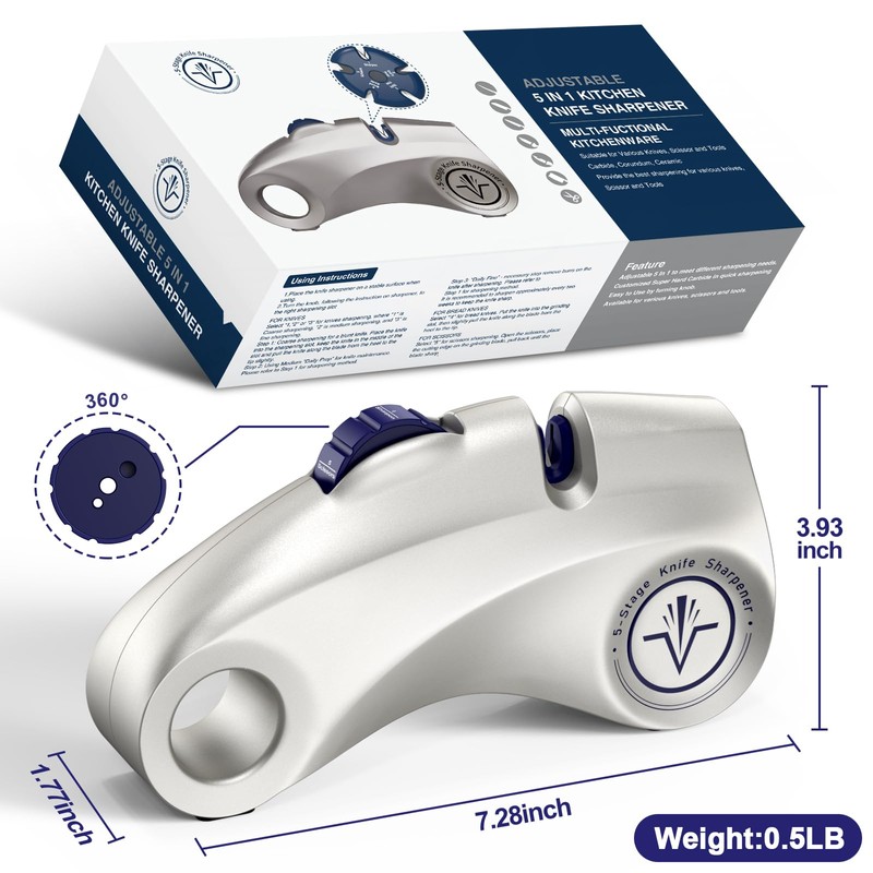 Homly Knife Sharpeners with Multifunctional 5-Stage Sharpening Angles 15°, Polishing
