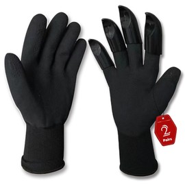 LIBRNTY 2 Pairs Garden Gloves, Garden Genie Gloves with Claws, Waterproof Garden Gloves for Digging and Planting, Best Garden Gifts for Men and Women (Black)