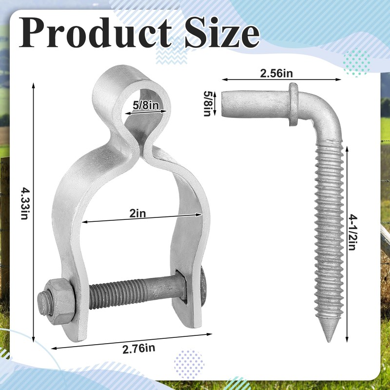 MorningRo 4 Pcs Farm Gate Hinge Set 5/8'' x 2''