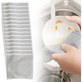 Multipurpose Wire Dishwashing Rags for Wet and Dry,15pcs Non Scratch Wire Dishcloth Kitchen Dish Towels Double Layer Wire Dishwashing Rags, Cleaning Rags Scrubbing Household Kitchen Supplies
