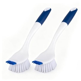 ITTAR Cepillo para platos de cocina con mango largo antideslizante, raspador y cepillo de cocina 2 en 1, cepillo resistente antiarañazos para fregader