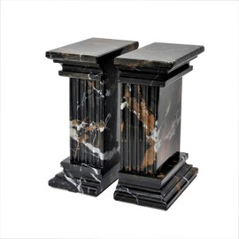 Modern Fluted Column Marble Bookends – Hand Carved, Polished Stone Bookends w/Non Slip Rubber Pads – Lightweight & Compact Decorative Bookends - Versatile, Luxury Book Organizer for Shelf & More