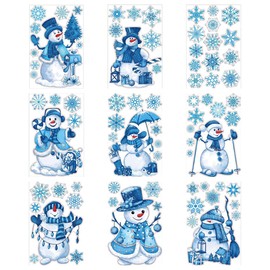 Lanito Christmas Stickers, Static Stickers, 77 pcs, Christmas Decoration, Window Stickers, Snowman Stickers, Waterproof, Removable, Stainless, Store Decoration, Room, Window, Decoration
