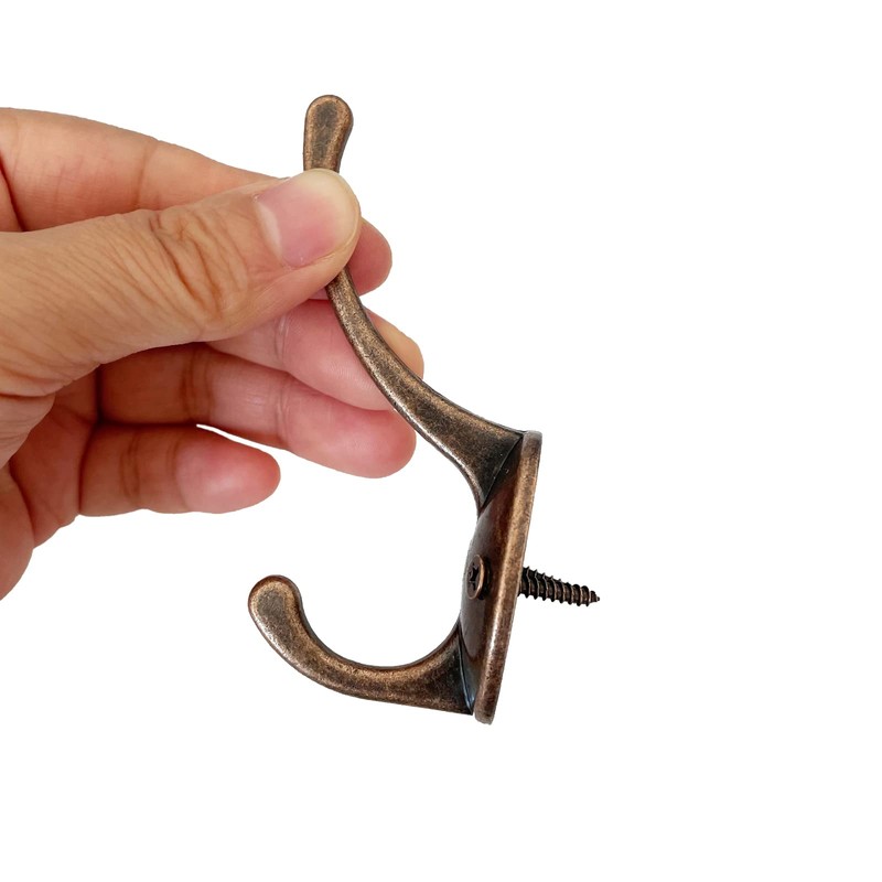 Mokife Pack of 10 Vintage Coat Hooks, Copper, Double Hooks,