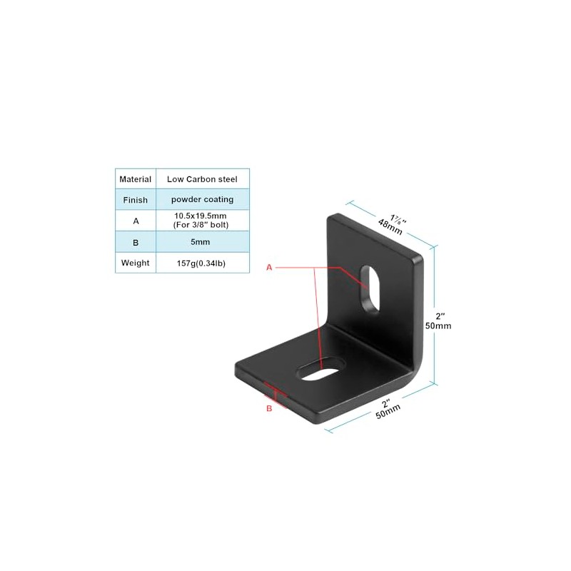 eoere 10 PCS 2" x 1-7/8" Heavy Duty Black Brackets,